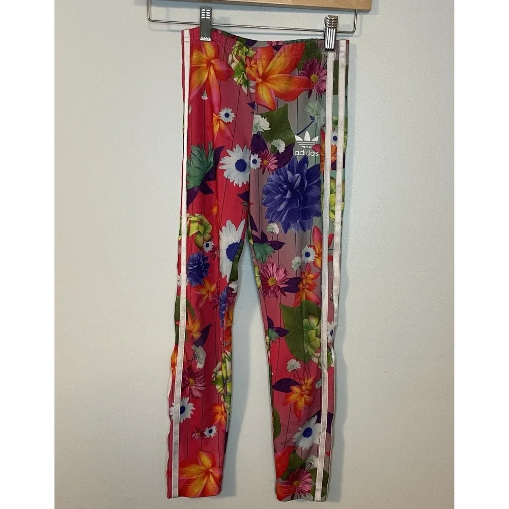 Adidas Girls Athletic Leggings Size S Bright‎ Floral